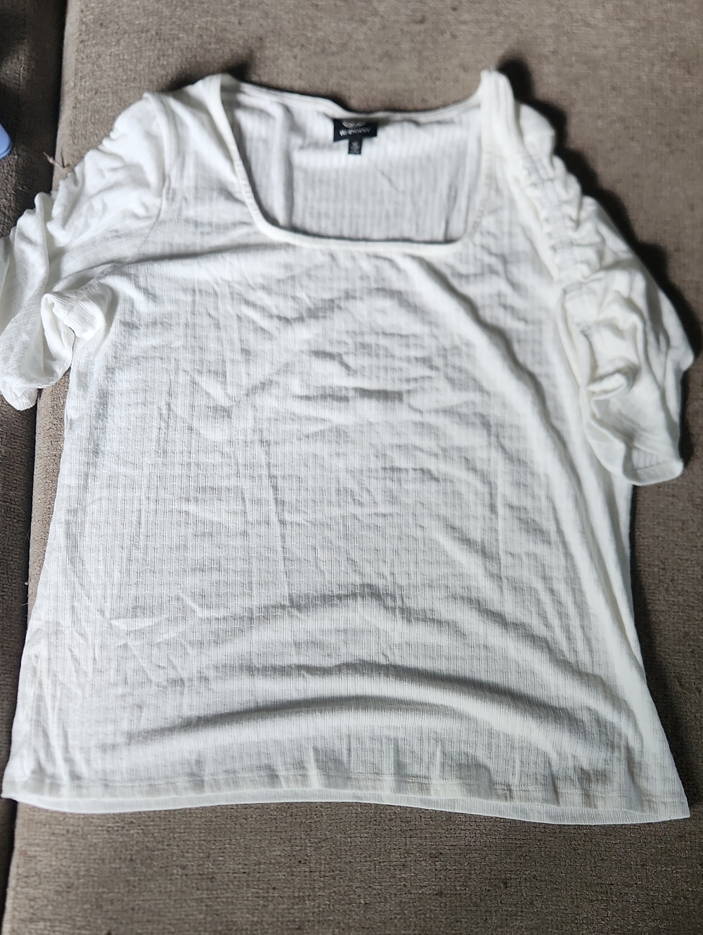 Bobeau White Square-Neck Short Sleeve Tee